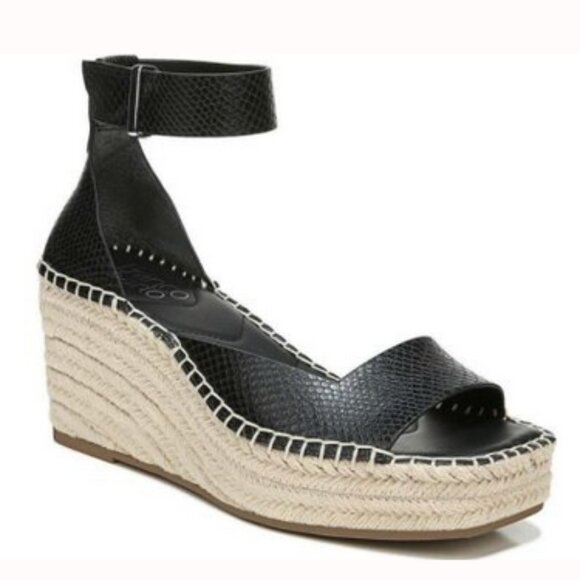 FRANCO SARTO Leather Espadrille Wedge Sandals - Picture 1 of 9